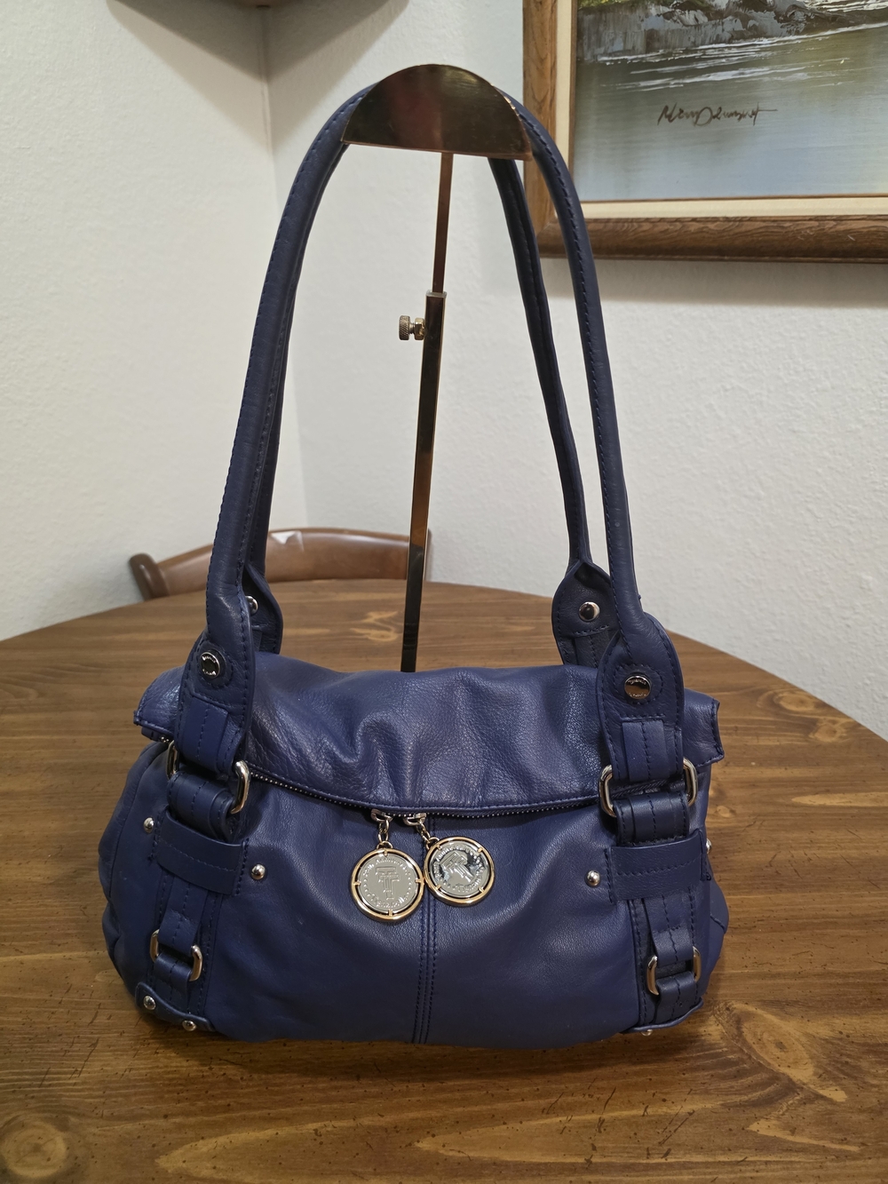 Tignanello 20th Aniversary  Navy Shoulder Bag with Double Straps